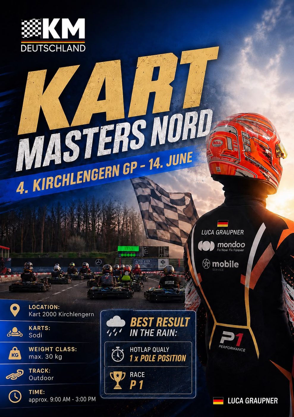 Offizielle Ergebnisgrafik Kart Masters Nord, Kirchlengern, bestes Ergebnis P1 mit Pole Position